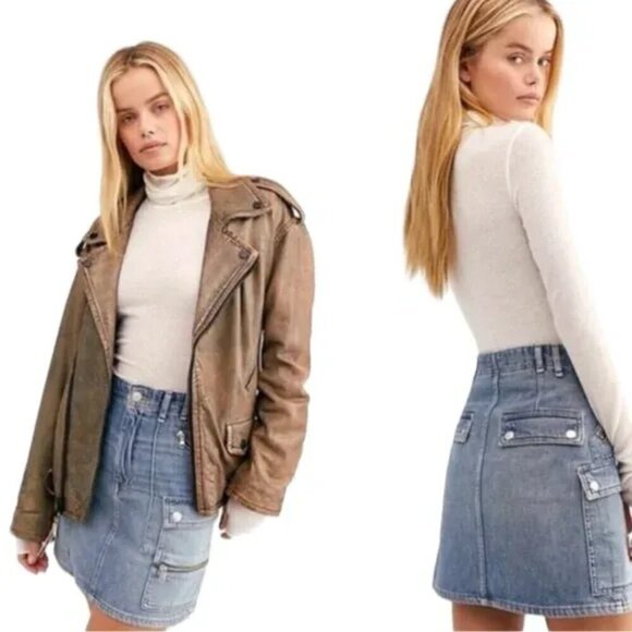 Free People Dresses & Skirts - NWT Free People We The Free Avenue Jean Mini Skirt Icon Wash 28 Boho Y2K Denim